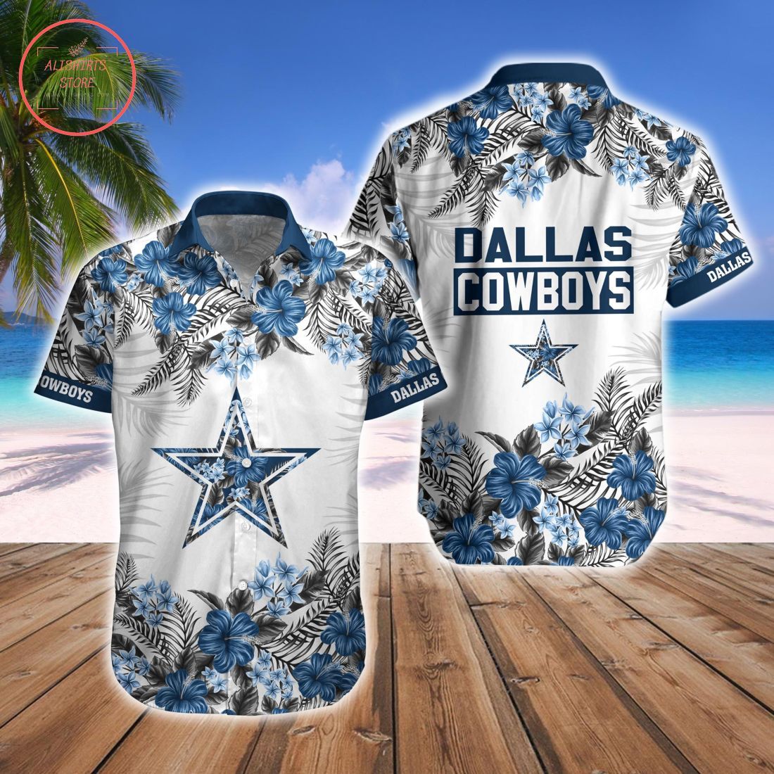 Dallas Cowboys Tropical Hawaiian Fan Shorts Lone Star - Adult & Kids T-Shirts, Sweatshirts & Hoodies apparel design preview 1