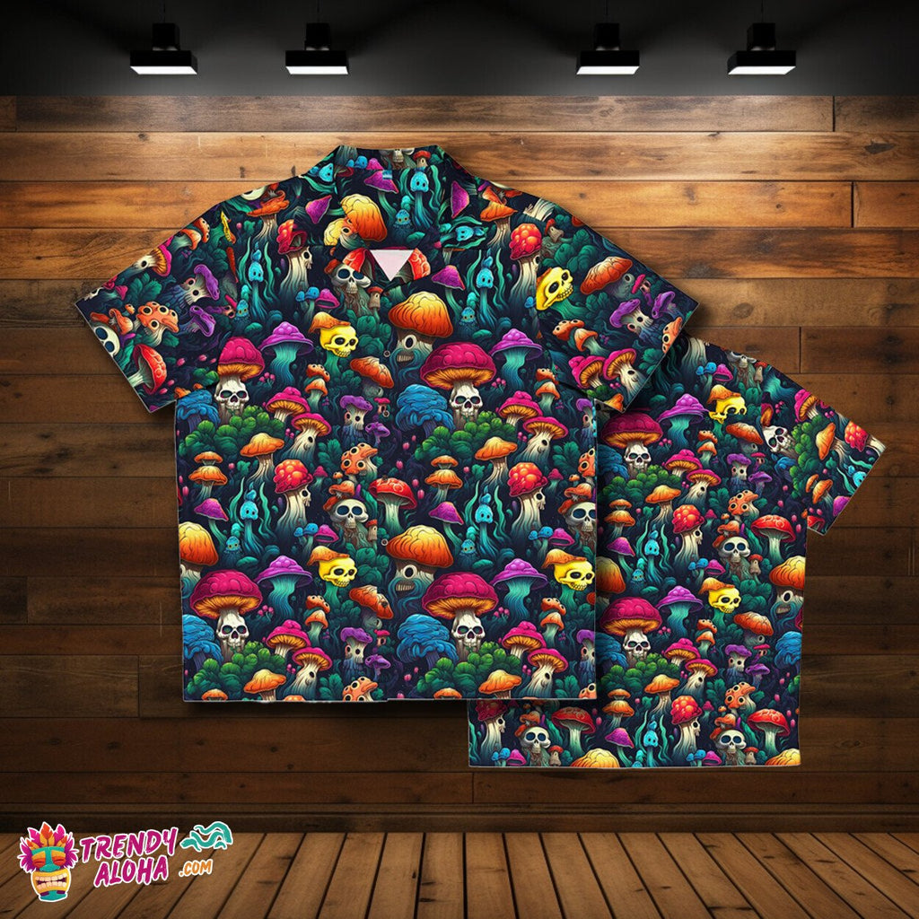 Dark Mushroom Twist Men's Spooky Horror Hawaiian - Adult & Kids T-Shirts, Sweatshirts & Hoodies apparel design preview 1