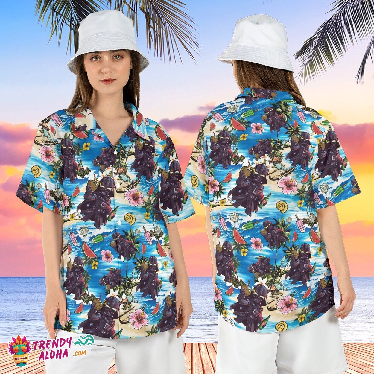Darth Vader Tropical Watermelon Hibiscus Summer - Adult & Kids T-Shirts, Sweatshirts & Hoodies apparel design preview 1