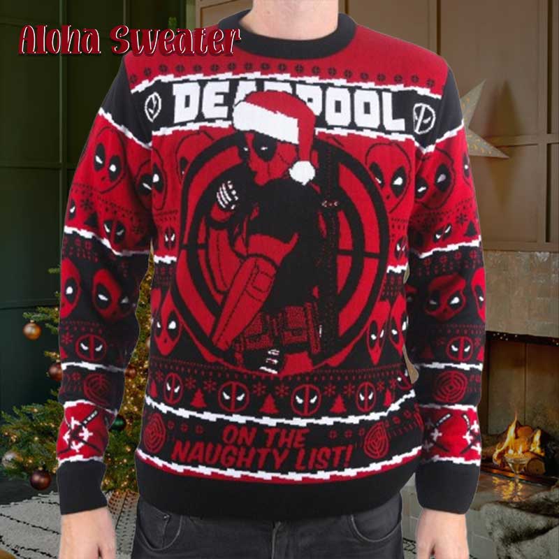 Deadpool Jolly Red Guy Ugly Christmas Sweater - Holiday Gift product image 3