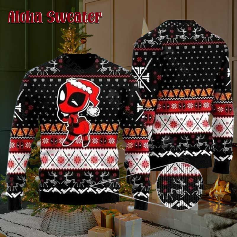 Deadpool Jolly Red Guy Ugly Christmas Sweater - Holiday Gift product image 2