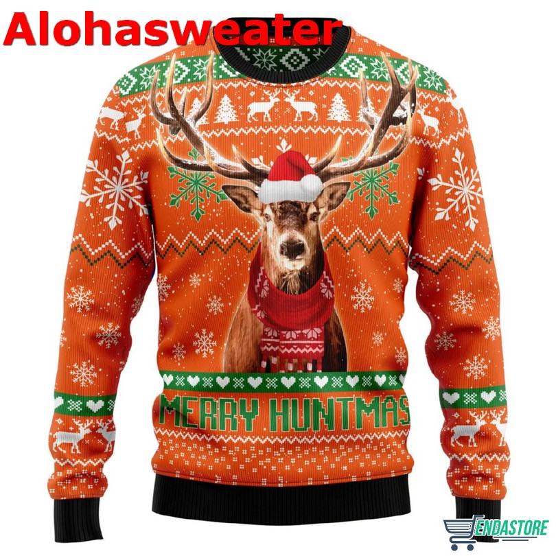 Deer Merry Huntmas Ugly Christmas Sweater - Holiday Gift product image