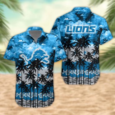 Detroit Lions Palm Trees Sunset Hawaiian - Adult & Kids T-Shirts, Sweatshirts & Hoodies apparel design preview 1