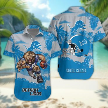 Detroit Lions Personalized Gridiron Warrior Hawaiian - Adult & Kids T-Shirts, Sweatshirts & Hoodies apparel design preview 1