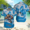 Detroit Lions Personalized Gridiron Warrior Hawaiian - Adult & Kids T-Shirts, Sweatshirts & Hoodies apparel design preview 1