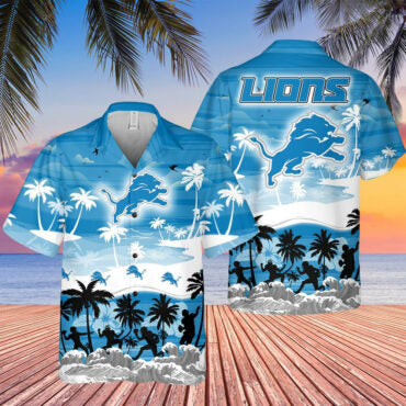 Detroit Lions Sunset Shores Hawaiian - Adult & Kids T-Shirts, Sweatshirts & Hoodies apparel design preview 1
