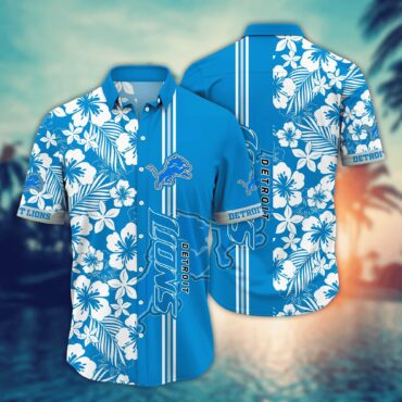 Detroit Lions Tropical Stripe Hawaiian - Adult & Kids T-Shirts, Sweatshirts & Hoodies apparel design preview 1