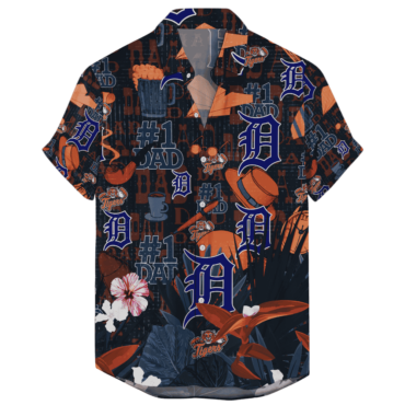 Detroit Tigers #1 Dad Hawaiian - Adult & Kids T-Shirts, Sweatshirts & Hoodies apparel design preview 1