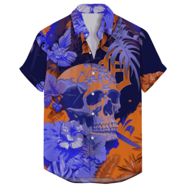 Detroit Tigers Bold Skull Floral Hawaiian - Adult & Kids T-Shirts, Sweatshirts & Hoodies apparel design preview 1