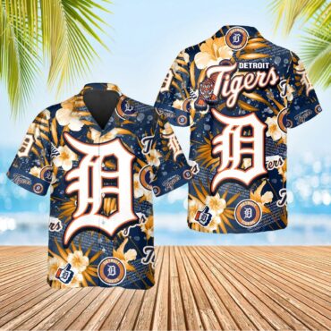Detroit Tigers Iconic Logo Hibiscus Hawaiian - Adult & Kids T-Shirts, Sweatshirts & Hoodies apparel design preview 1