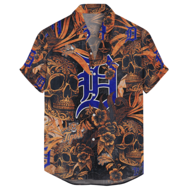 Detroit Tigers Vintage Skull Floral Hawaiian - Adult & Kids T-Shirts, Sweatshirts & Hoodies apparel design preview 1