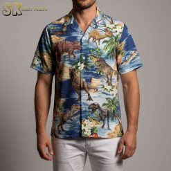 Dinosaur Hawaiian Men Short Sleeve Button Down - Adult & Kids T-Shirts, Sweatshirts & Hoodies apparel design preview 1