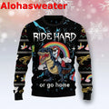 Dinosaur Unicorn ride hard or go home Christmas Sweater - Holiday Gift product image