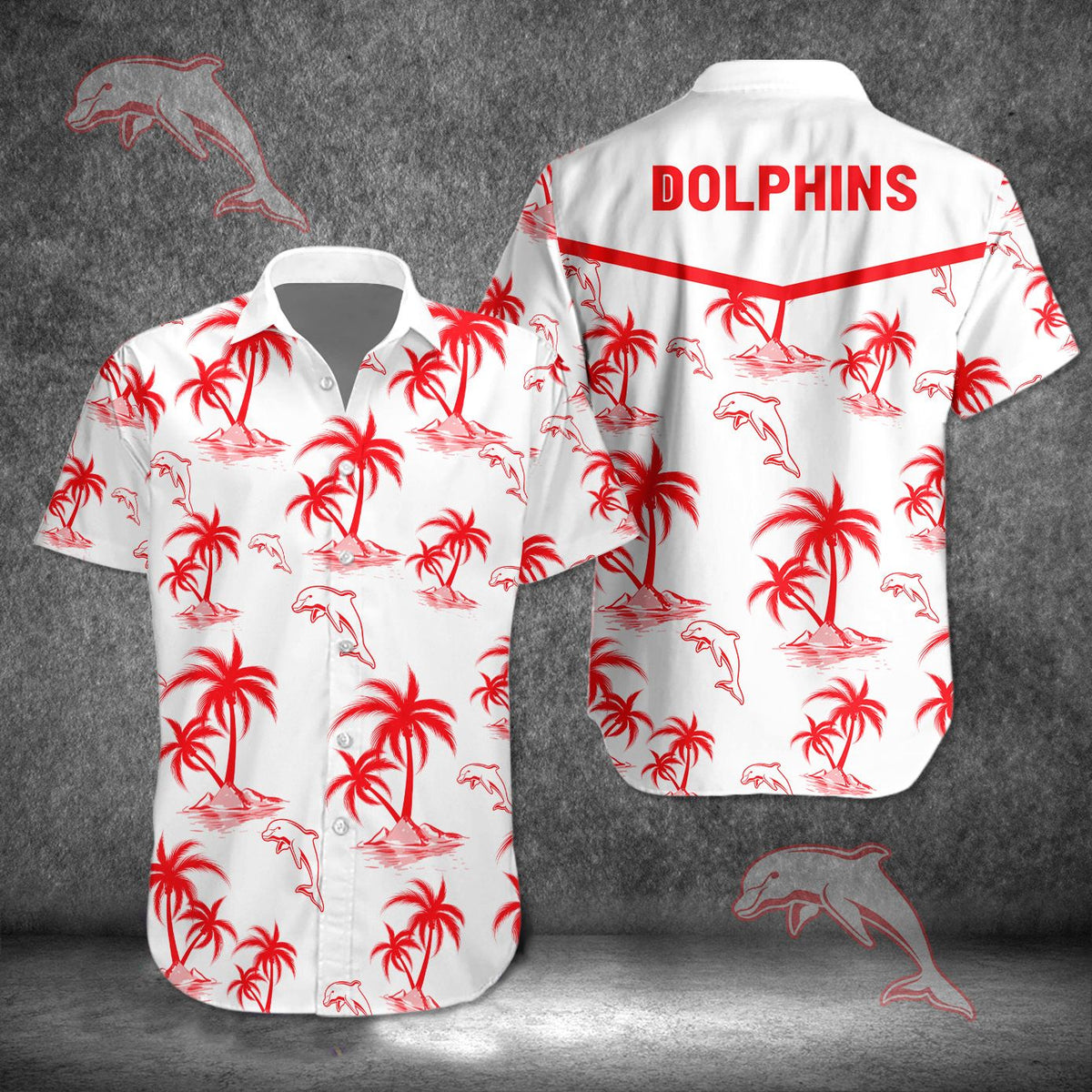 Dolphins NRL Hawaiian Team Logo Design Fan Collection - Adult & Kids T-Shirts, Sweatshirts & Hoodies apparel design preview 1