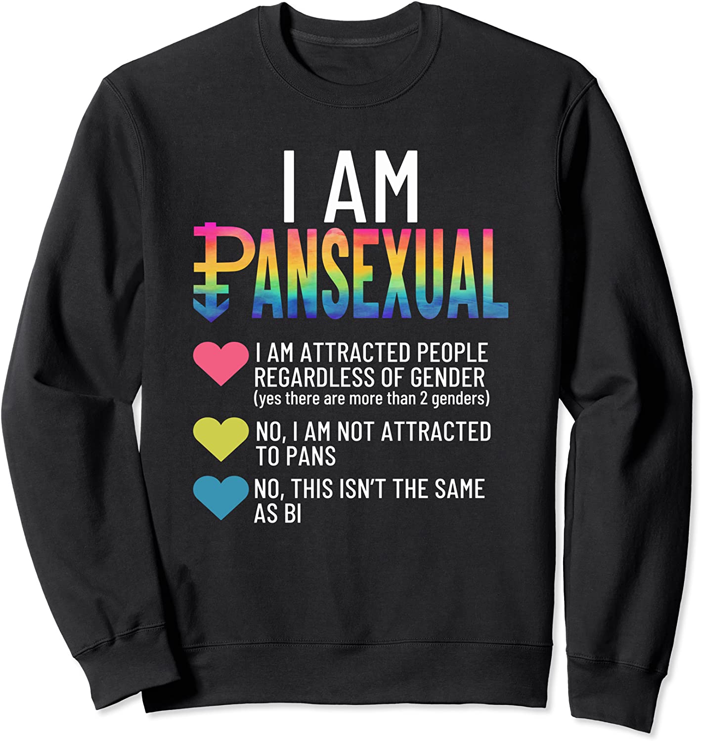 I Am Pansexual Lgbtqia Pride Rainbow Hearts Definition Apparel