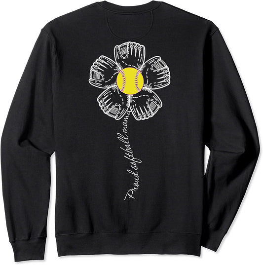 Proud Softball Mama Flower Mothers Day Back Outfit