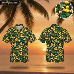 Yellow Rubber Duck Hawaiian with Tropical Flowers - Adult & Kids T-Shirts, Sweatshirts & Hoodies apparel design preview 1