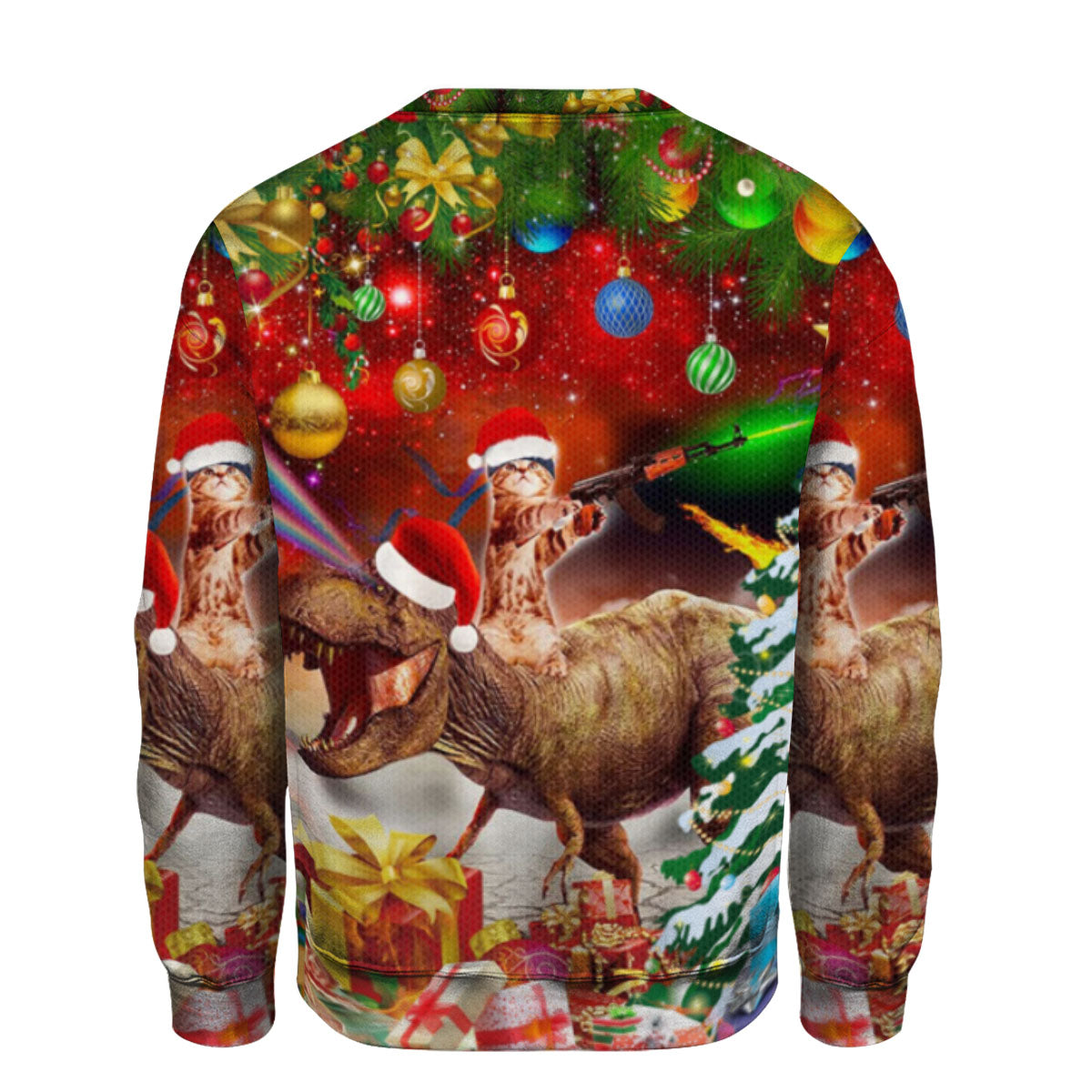 Cat Riding T rex Christmas gift 3D Christmas Sweater - Holiday Gift product image 2