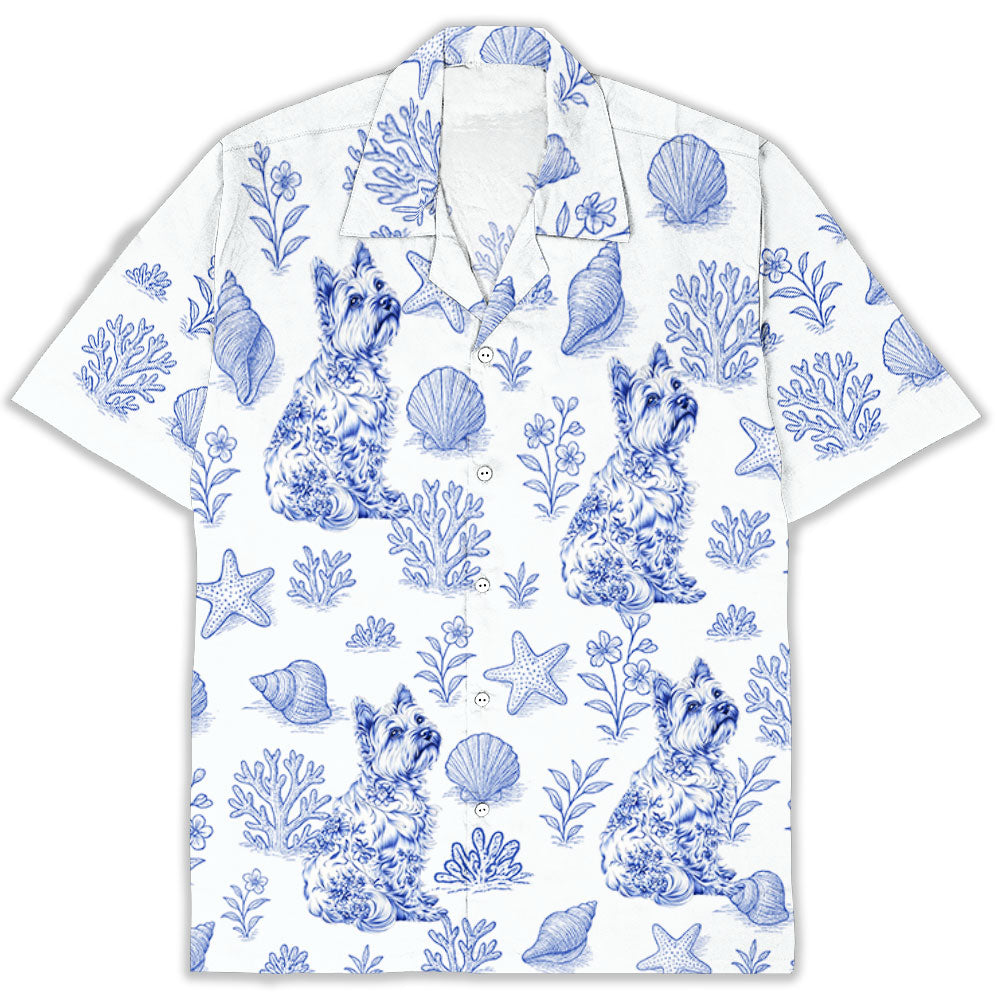 Blue Seashell And Dog Personalized Custom Hawaiian - Adult & Kids T-Shirts, Sweatshirts & Hoodies apparel design preview 1
