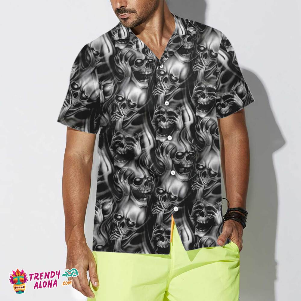 Evil Skull Tattoo Hawaiian Horror Black For Men And - Adult & Kids T-Shirts, Sweatshirts & Hoodies apparel design preview 1