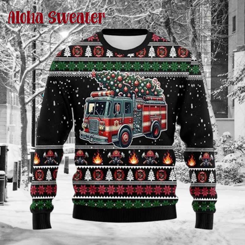Firefighter Drop Roof Roll Ugly Christmas Sweater - Holiday Gift product image 3