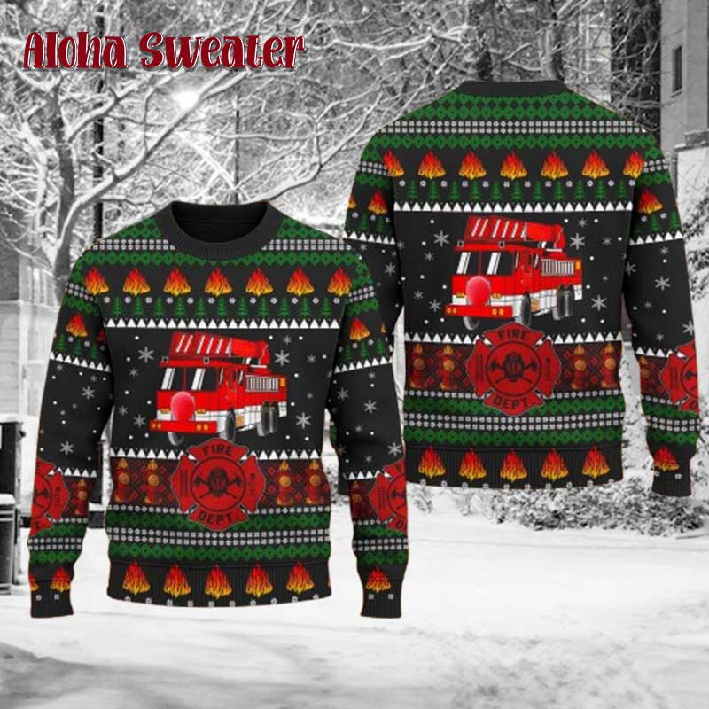 Firefighter Drop Roof Roll Ugly Christmas Sweater - Holiday Gift product image 5