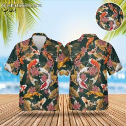 Men's Koi Fish Print Hawaiian Dark Blue Cotton Button - Adult & Kids T-Shirts, Sweatshirts & Hoodies apparel design preview 1