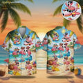 Tropical Flamingo Aloha Pink Paradise Hawaiian Button - Adult & Kids T-Shirts, Sweatshirts & Hoodies apparel design preview 1