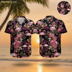Pink Flamingo Hawaiian Tropical Aloha Button Down - Adult & Kids T-Shirts, Sweatshirts & Hoodies apparel design preview 1