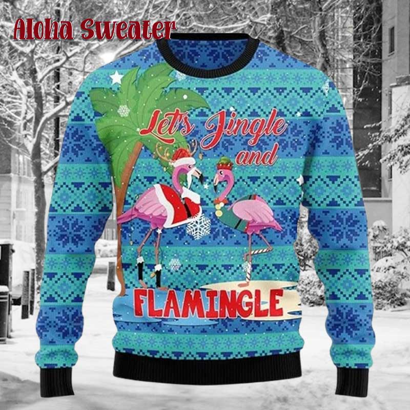 Flamingo On Naughty List Ugly Christmas Sweater - Holiday Gift product image 3
