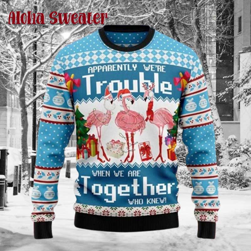 Flamingo On Naughty List Ugly Christmas Sweater - Holiday Gift product image 2