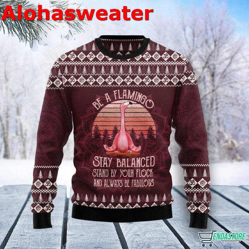 Flamingo Yoga Ugly Christmas Sweater - Holiday Gift product image