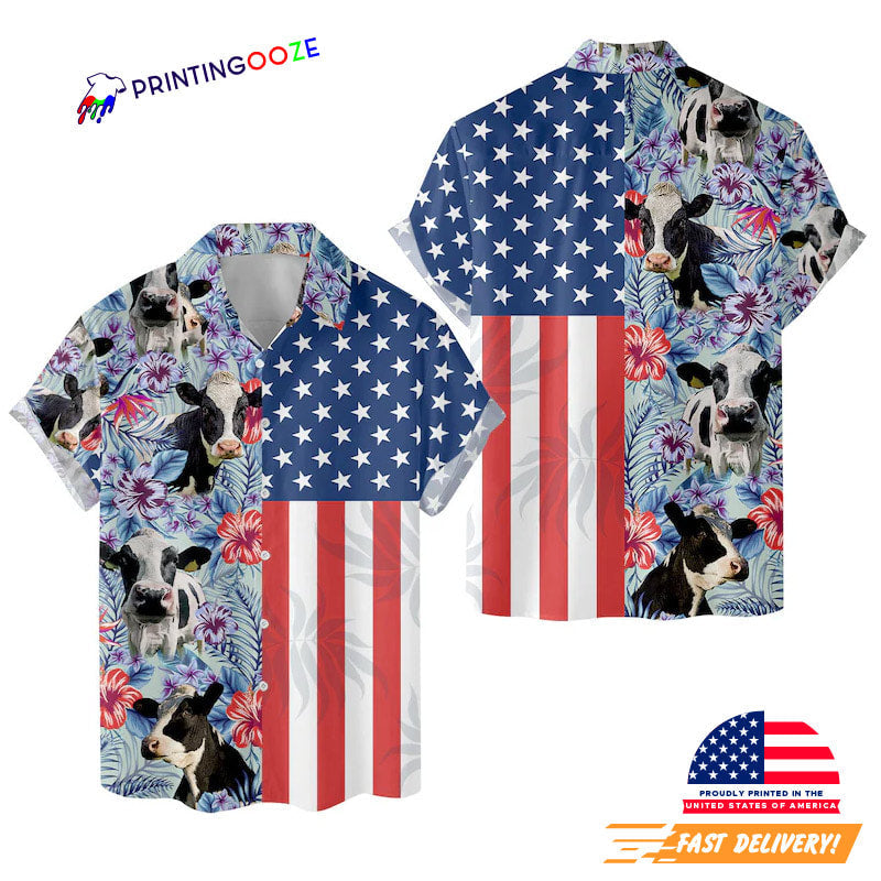 Colorful Flower Cow, Farm Lover Aloha Hawaiian - Adult & Kids T-Shirts, Sweatshirts & Hoodies apparel design preview 1