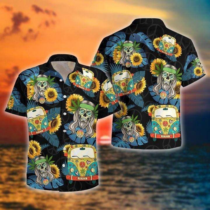 Flower Skull Hippie Car Trendy Hawaiian - Adult & Kids T-Shirts, Sweatshirts & Hoodies apparel design preview 1