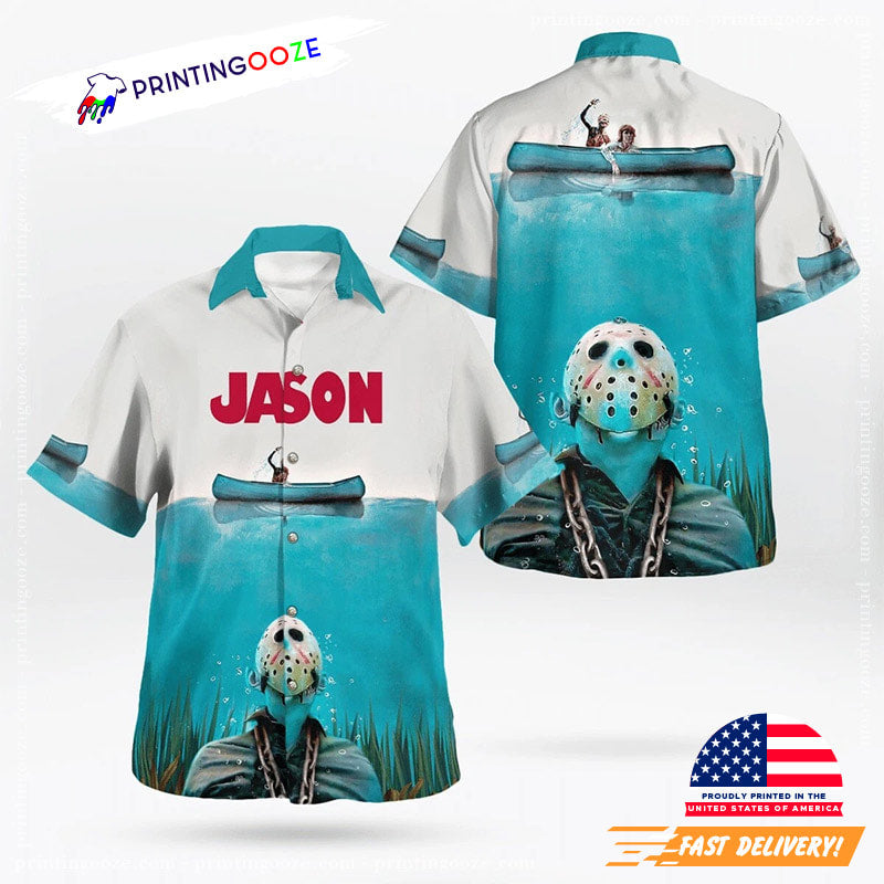 Friday 13th Jason Voorhees Jaw Parody Hawaiian - Adult & Kids T-Shirts, Sweatshirts & Hoodies apparel design preview 1