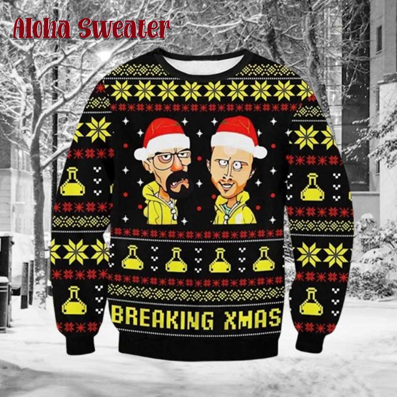 Funny Chibi Breaking Bad Xmas Ugly Christmas Sweater - Holiday Gift product image