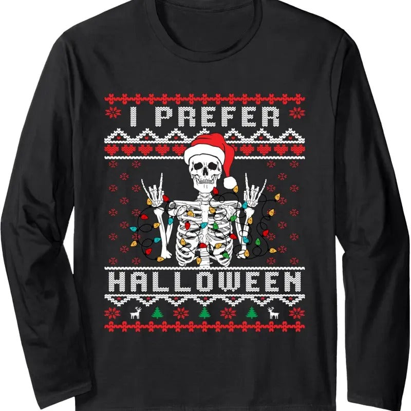 Funny Ugly Xmas I Prefer Halloween - Adult & Kids T-Shirts, Sweatshirts & Hoodies apparel design preview 1