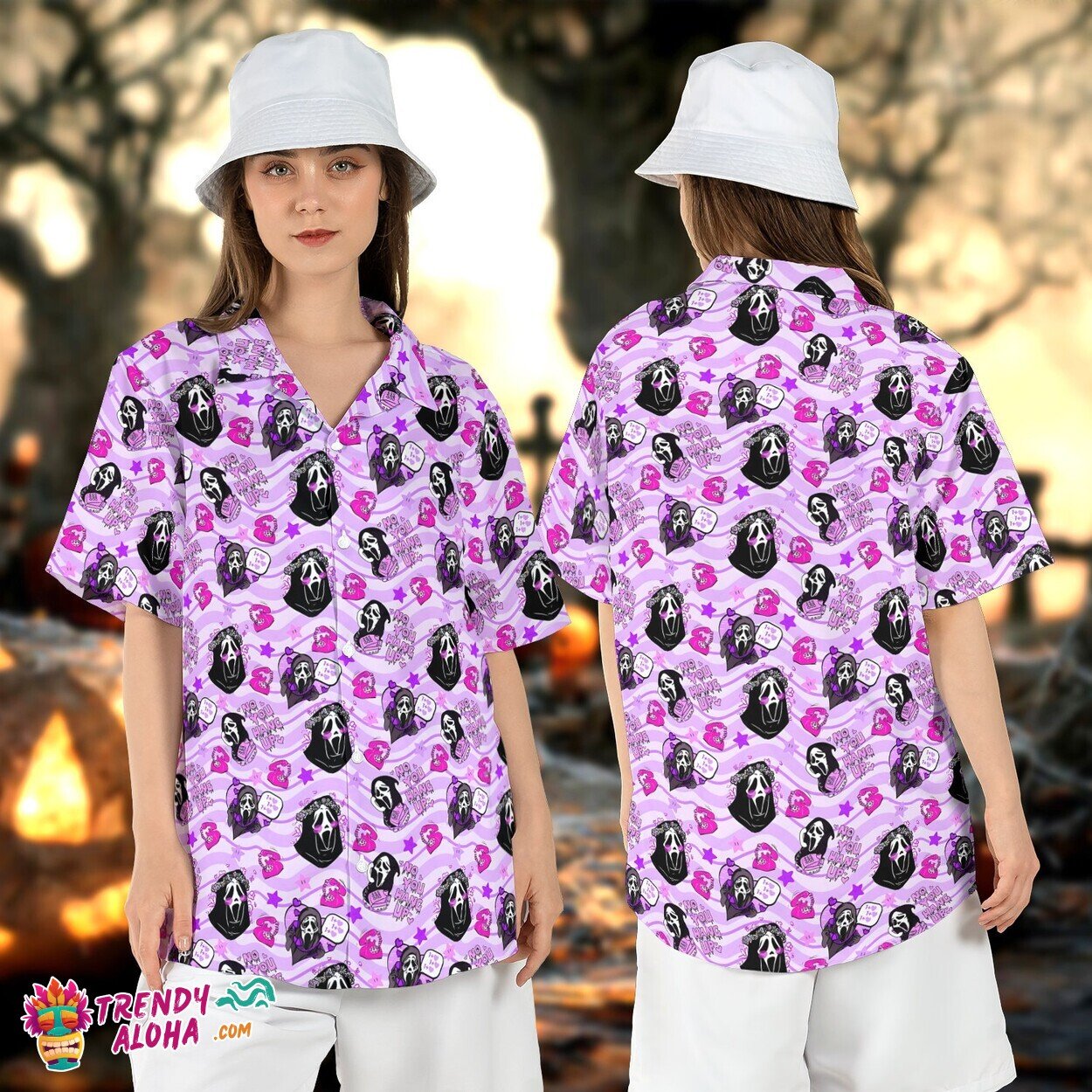 Ghostface Scream Halloween Call Hawaiian Horror Movie - Adult & Kids T-Shirts, Sweatshirts & Hoodies apparel design preview 1