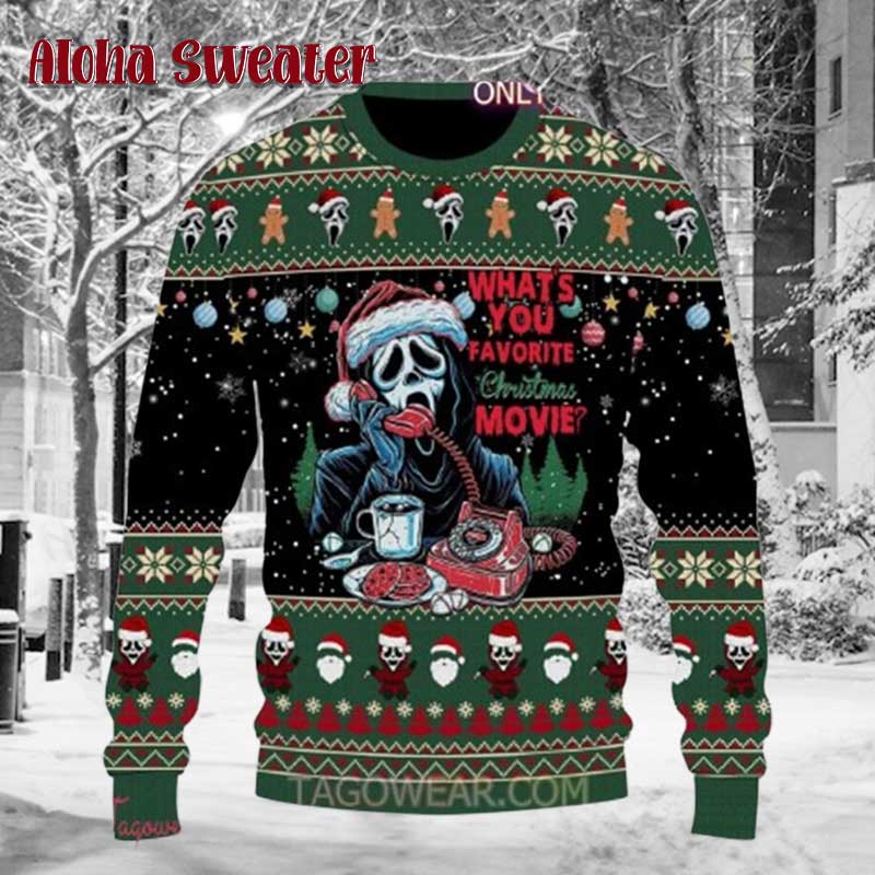 Ghostface Wearing Santa Hat Ugly Christmas Sweater - Holiday Gift product image 2