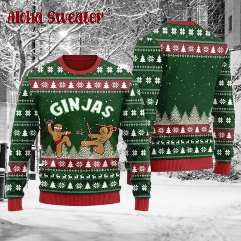Gingerbread Ginjas Cookies Ugly Christmas Sweater - Holiday Gift product image