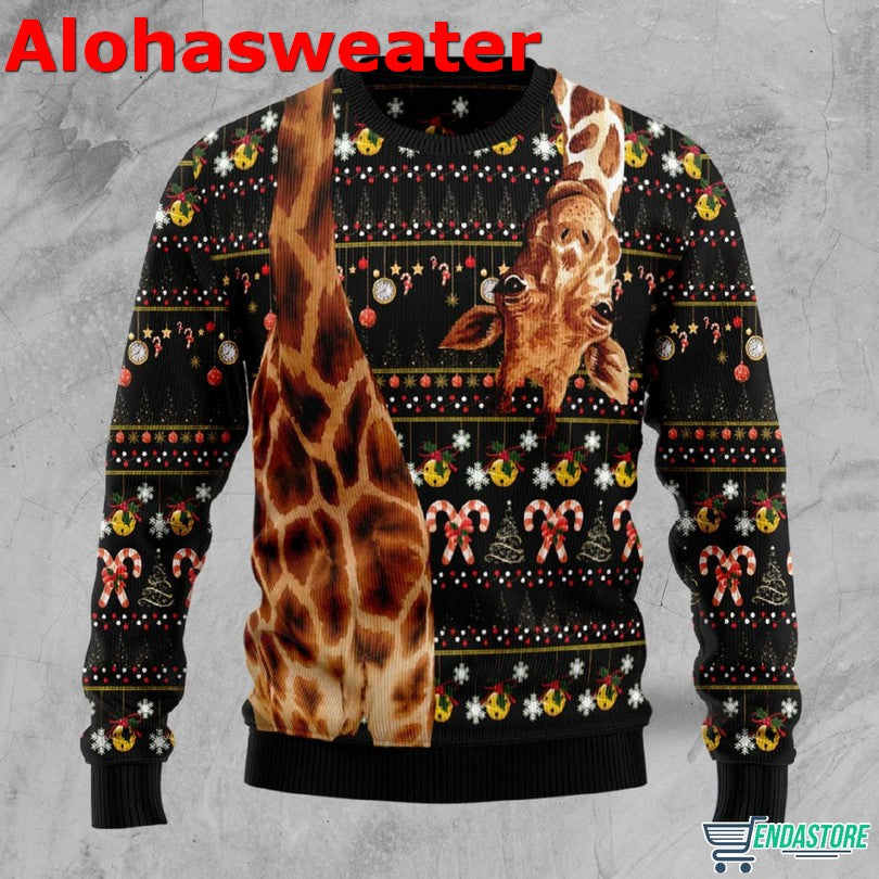 Giraffe and Santa Ugly Christmas Sweater - Holiday Gift product image 2
