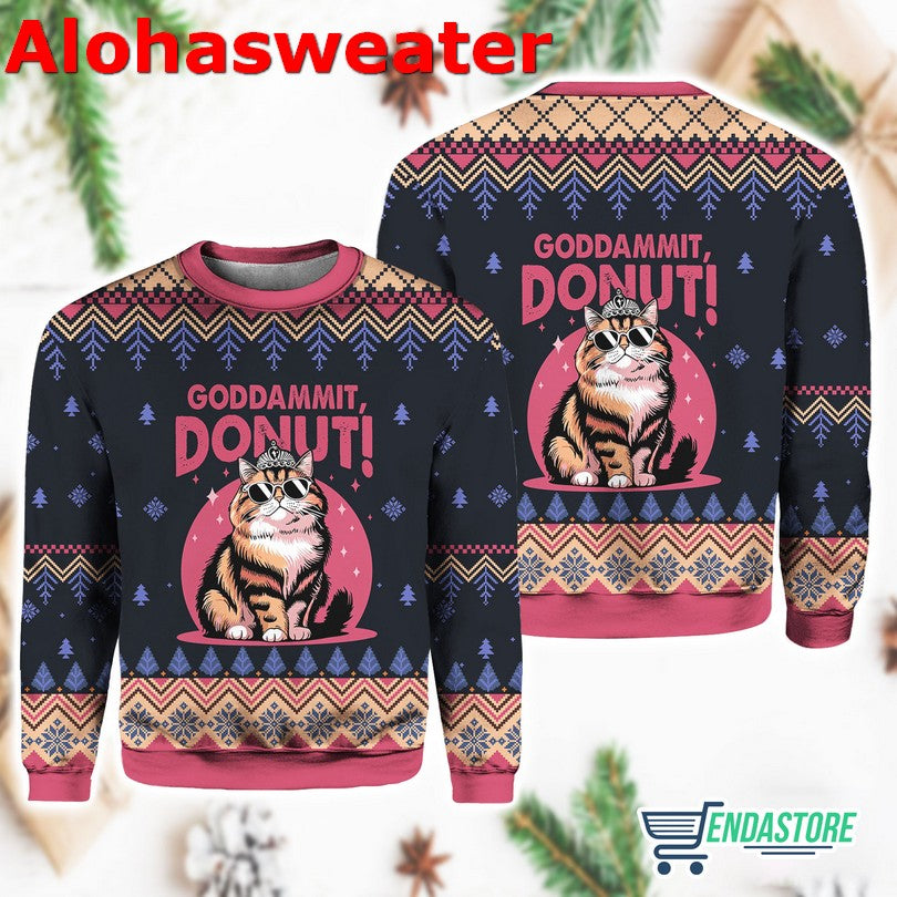 Goddammit Donut Ugly Christmas Sweater - Holiday Gift product image