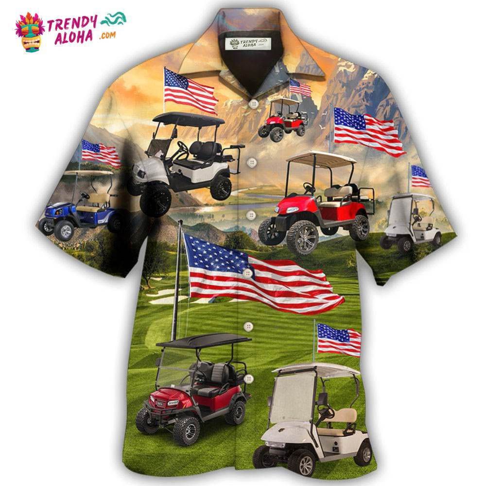 Golf Independence Day Club Car Hawaiian Trendy Aloha - Adult & Kids T-Shirts, Sweatshirts & Hoodies apparel design preview 1
