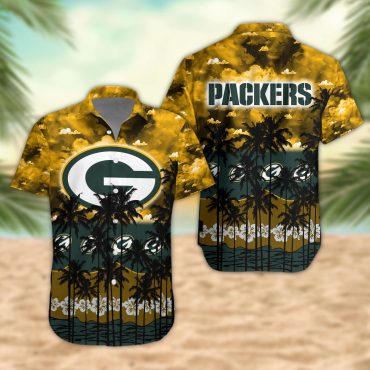 Green Bay Packers Palm Trees Sunset Hawaiian - Adult & Kids T-Shirts, Sweatshirts & Hoodies apparel design preview 1