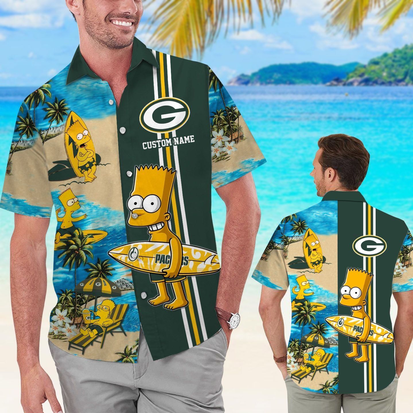 Green Bay Packers Simpsons Name Personalized Short - Adult & Kids T-Shirts, Sweatshirts & Hoodies apparel design preview 1
