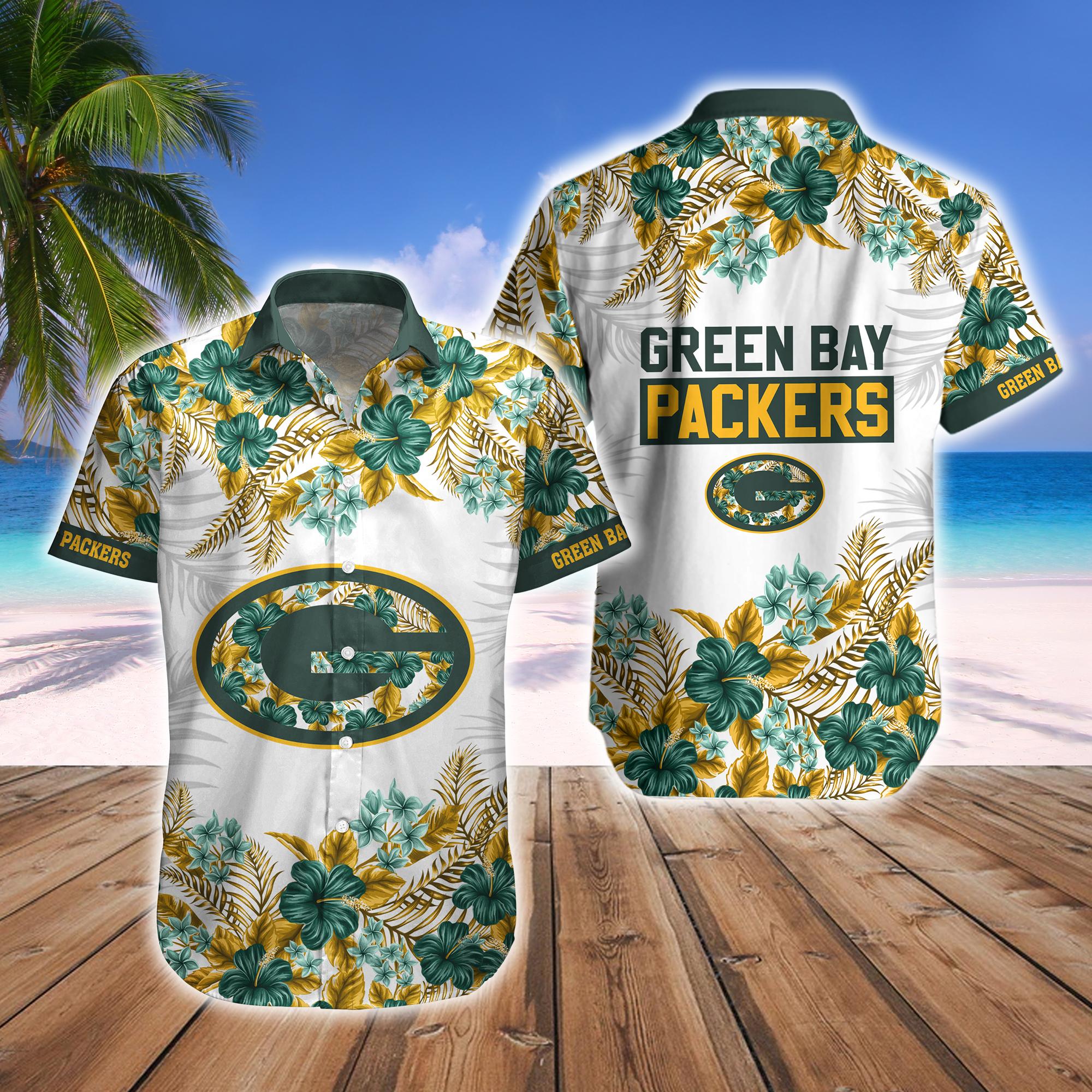 Green Bay Packers Tropical Hawaiian Fan Shorts - Adult & Kids T-Shirts, Sweatshirts & Hoodies apparel design preview 1