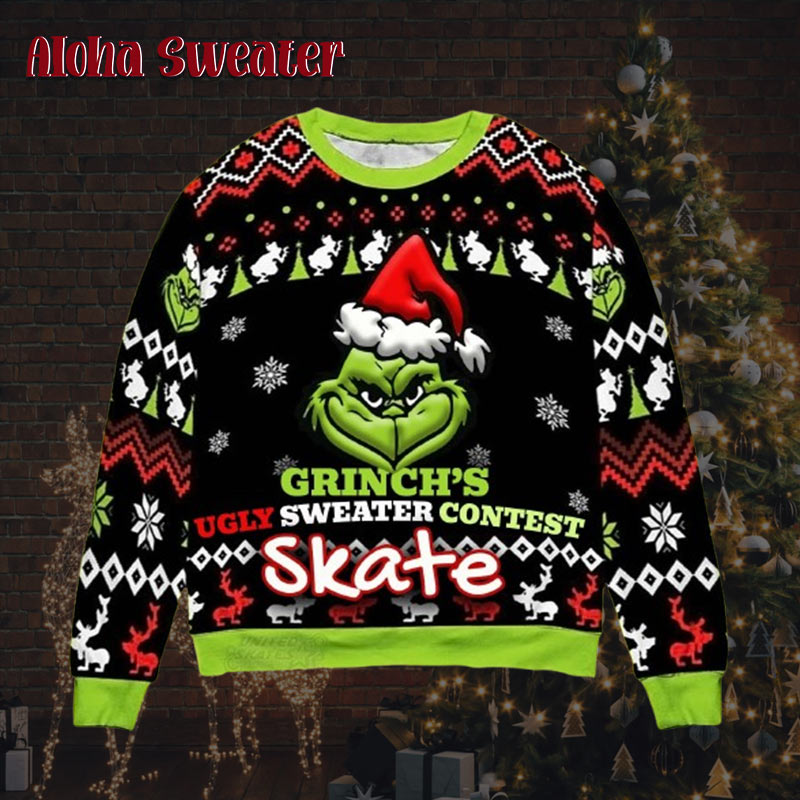 Grinch Skate Contest Ugly Christmas Sweater - Holiday Gift product image