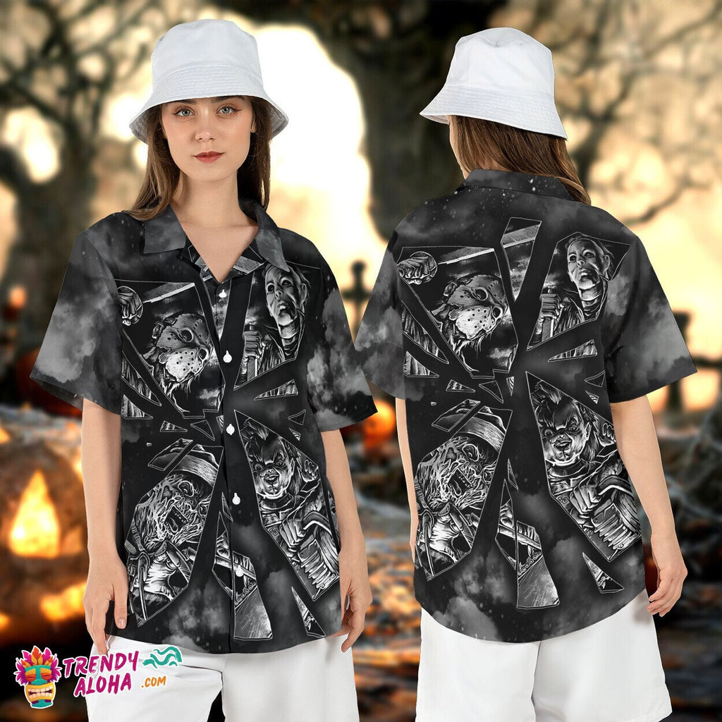 Halloween Horror Characters Mirror Scary Movies Aloha - Adult & Kids T-Shirts, Sweatshirts & Hoodies apparel design preview 1