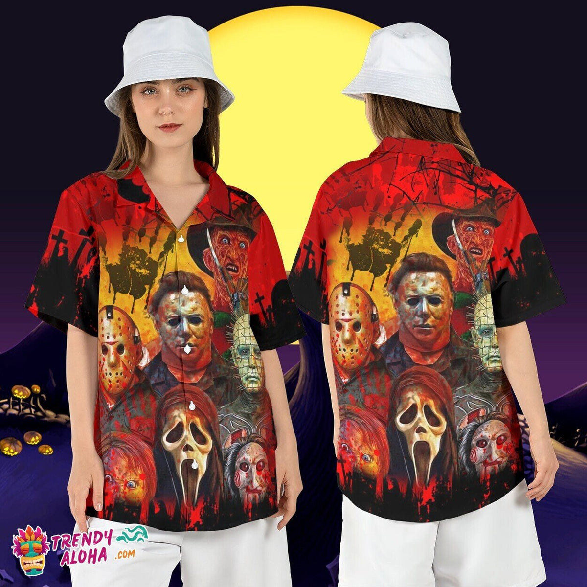 Halloween Horror Friends Slasher Michael Jason Freddy - Adult & Kids T-Shirts, Sweatshirts & Hoodies apparel design preview 1