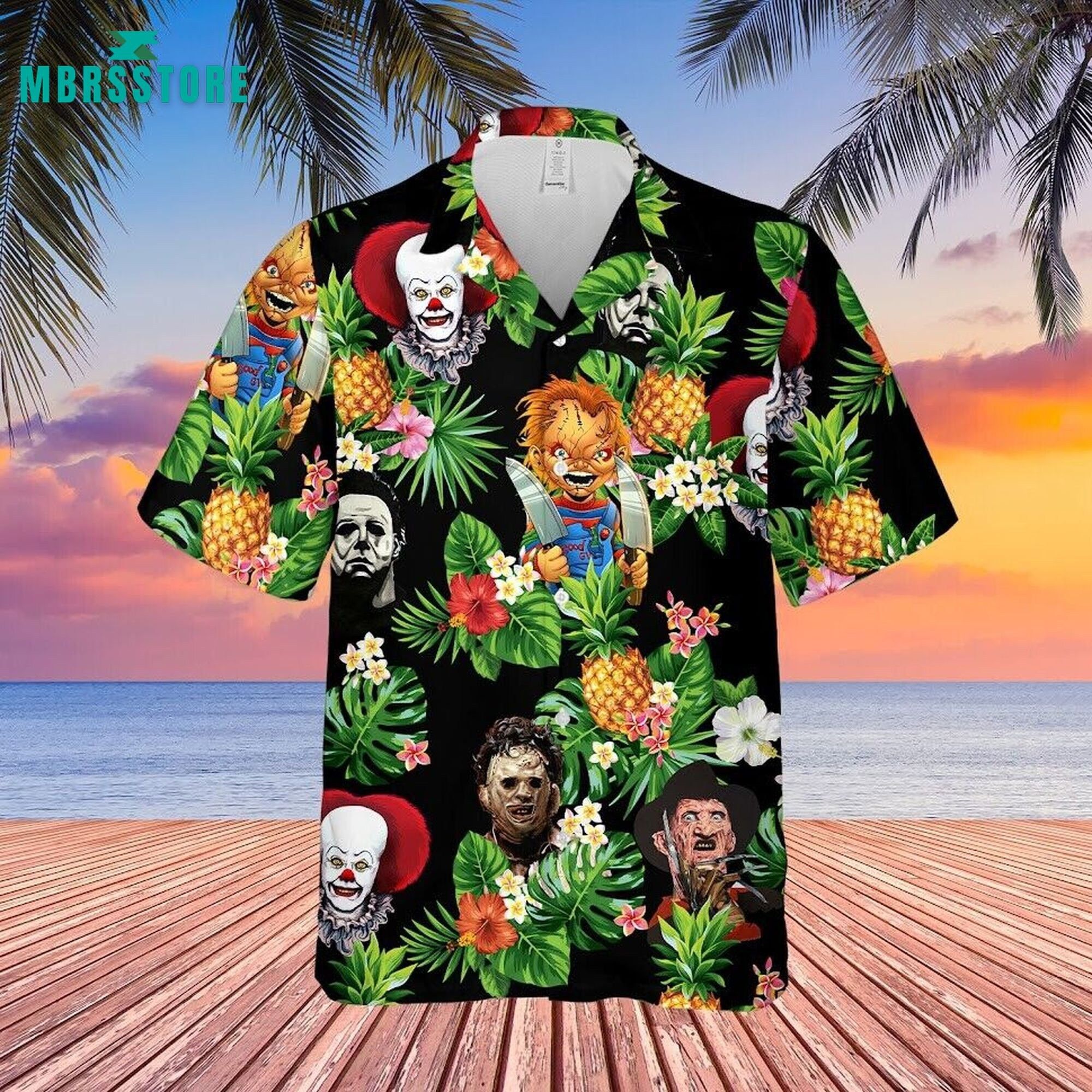 Halloween Horror Serial Killers Tropical Unisex - Adult & Kids T-Shirts, Sweatshirts & Hoodies apparel design preview 1